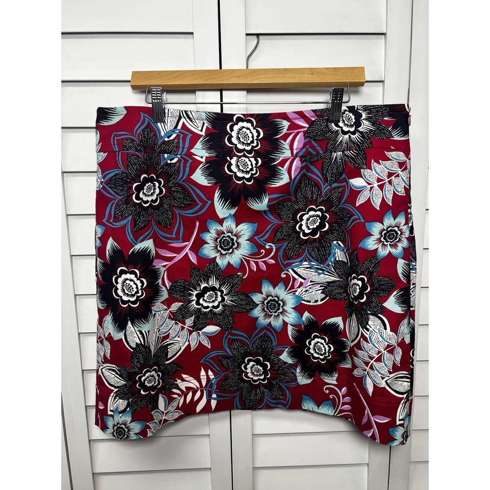 Talbots Floral A-Line Cotton Mini Skirt Career Office Women's Size 16 - Picture 1 of 8